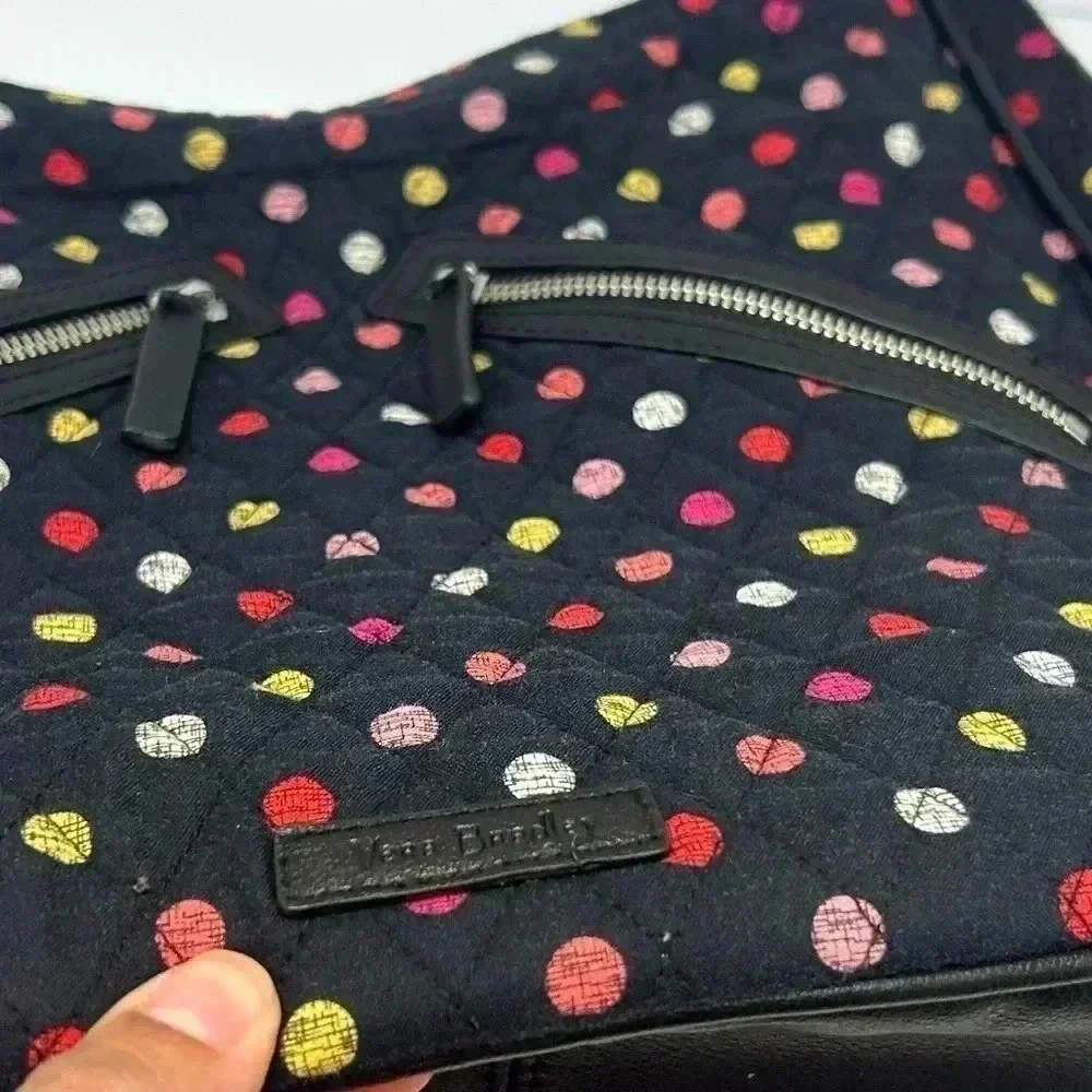Vera Bradley Vivian Hobo bag in black and red dots cotton print
